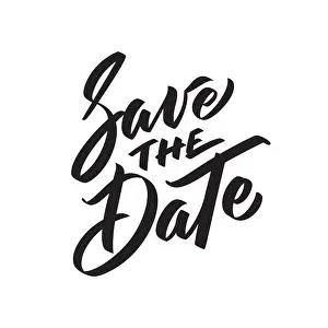 Wedding Card Prints: Save the date ink writing in modern calligraphy style