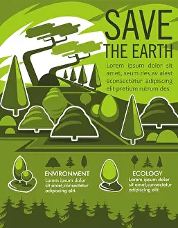 Reduce Prints: Save Earth and nature conservation poster of ecology and environment protection concept