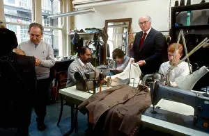 Sweat Prints: Savile Row Robert Bright Master Tailor seen here with his staff upstairs in the bespoke tailoring shop Wells of Mayfair