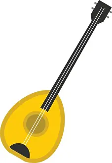 Anatolia Prints: Saz baglama turkish music instrument icon flat isolated on white background vector illustration