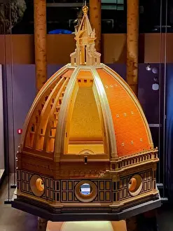 Firenze Prints: A scale model of the dome of the Florence Cathedral Dome designed by Filippo Brunelleschi on display in the Museo