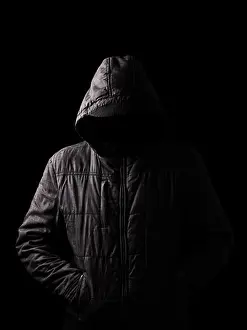 Hiding Prints: Scary and creepy man hiding in the shadows