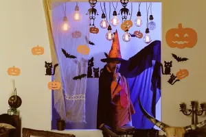 Owls Prints: Scary hipster with beard in witch hat and plaid shirt