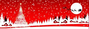 Reindeer Prints: Scene of winter Christmas night
