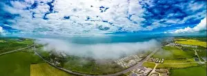 Dover Prints: Scenic aerial drone view of Samphire Hoe Country Park with white cliffs