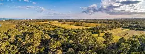 Bittern Prints: Scenic aerial panorama of agricultural land and native trees on Mornington Peninsula