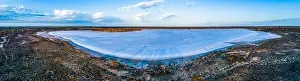 Pink Lake Prints: Scenic aerial panorama of salt lake in Australian outback
