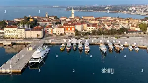 Croatian Tourism Prints: scenic-aerial-view-of-pore-marina-and-historic-town-2YXMB3A