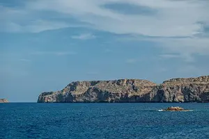 Rocky Landscape Prints: A scenic coastal view of the rugged cliffs along the coastline of Gramvousa
