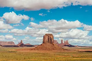 Navajo Prints: Scenic Drive, Monument Valley, blue sky with clouds Navajo Tribal Park