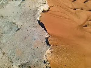 Arabian Peninsula Prints: Scenic Fossil Rock in the Sharjah desert of the United Arab Emirates aerial view