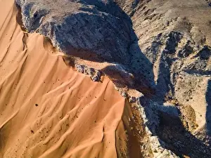 Arabian Peninsula Prints: Scenic Fossil Rock in the Sharjah desert of the United Arab Emirates aerial view