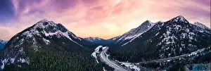 Scenic Highway passing in the Canadian Mountain Landscape