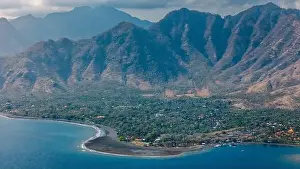 North Coast Prints: Scenic landscape on West Bali with blue ocean and mountains in Pemuteran area