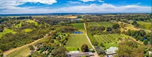 Travel Locations Prints: Scenic Mornington Peninsula countryside - aerial panorama