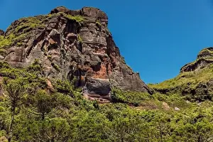 Santa Catarina Prints: Scenic Morro dos Cabritos rock or canyon with araucaria trees on sunny day in Santa Catarina