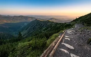 Zakopane Prints: Scenic mountain view with mood sunrise and path at summer morning in Tatra National park