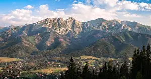 Tatra Mountains Prints: Scenic panorama landscape from Tatra mountains at summer evening in Zakonpane, Poland