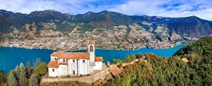 Isola Prints: Scenic romantic lakes of Italy - Lago Iseo surrounded by beautiful mountains