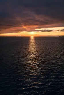 Scenic seascape with atmospheric sunset at evening in Gulf of Finland