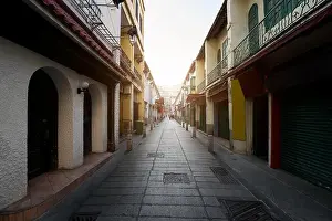 Scenic street in the old town in Macau (Macao) in Rua da Felicidade area in Macau (Macao), China
