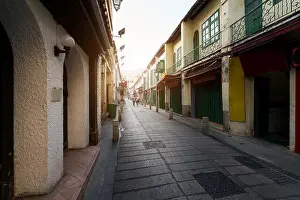 Scenic street in the old town in Macau (Macao) in Rua da Felicidade area in Macau (Macao), China