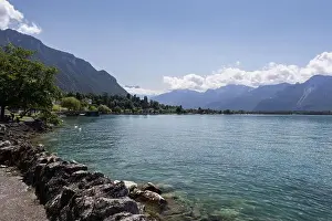 Scenic summer view of Lake Geneva (Lac Leman) near Montreux