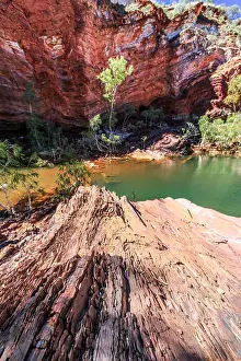 Rising Prints: Scenic view of river and rock formation of Hammersley Gorge