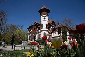 Focus On Background Prints: Scheuermann Villa, Kurparkschloessl Castle in Herrsching at the Ammersee