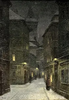 Schikaneder Jakub - Street in the Evening Prague - Czech Republic and Slovakia School - 19th Century