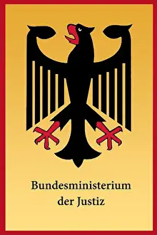 Nahaufnahme Prints: Schild Bundesministerium der Justiz
