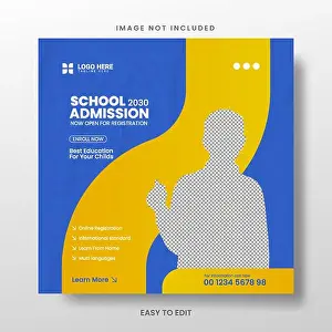 Back To School Prints: School admission and Back to school social media post template