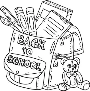 School Bag Prints: Back To School Bag Isolated Coloring Page for Kids