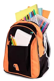 Back To School Prints: School bag with student supplies