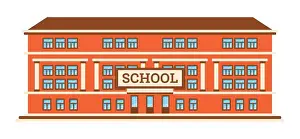 Urban Street Prints: School Building Isolated on White Background. Vector Illustration