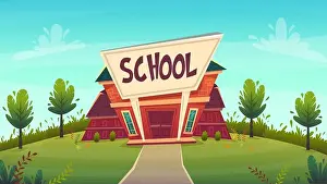Junior Prints: school. day of knowledge funny cartoon background