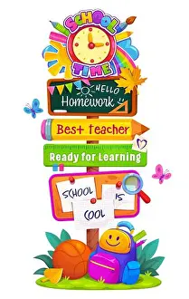 Signboard Prints: School education sign board, direction signage