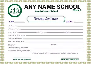 Leaving Prints: Any Name School Leaving Certificate layout template