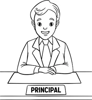 Educator Prints: School Principal Isolated Coloring Page for Kids