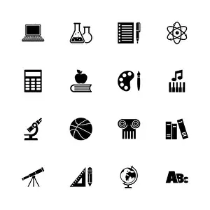 Telescope Prints: School Subject icons - Expand to any size - Change to any colour