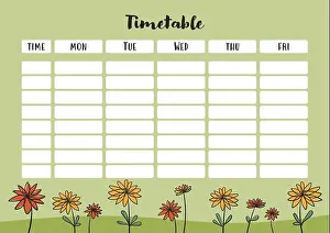 Weekly Prints: School timetable, weekly planner with flowers