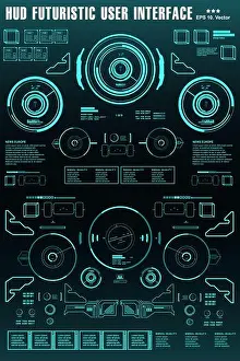 Hologram Prints: Sci-fi futuristic hud dashboard display virtual reality technology screen