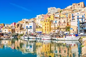 Sciacca, Sicily, Italy with water reflections at the port