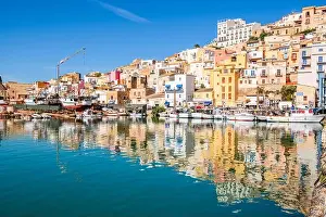 Sciacca, Sicily, Italy with water reflections at the port