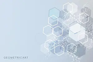 Biotechnology Prints: Science network pattern, connecting lines and dots