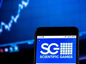 Scientific Games Corporation Gambling company logo seen displayed on smart phone