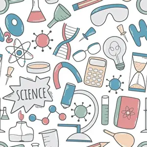 Scientific hand drawn seamless pattern