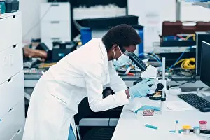 Institute Prints: Scientist african american black woman in face mask