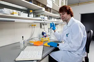 Reader Prints: Scientists during his research in the laboratory