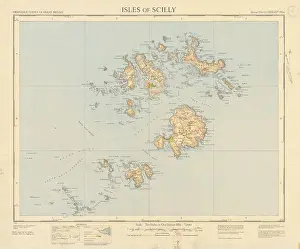 Southampton Prints: Scilly Isles Ordnance Survey map sheet 55x65cm 1937 old vintage plan chart